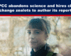 Expose News Person standing outdoors with text overlay: "The IPCC abandons science and hires climate change zealots to author its report." Climate change criticism concept.