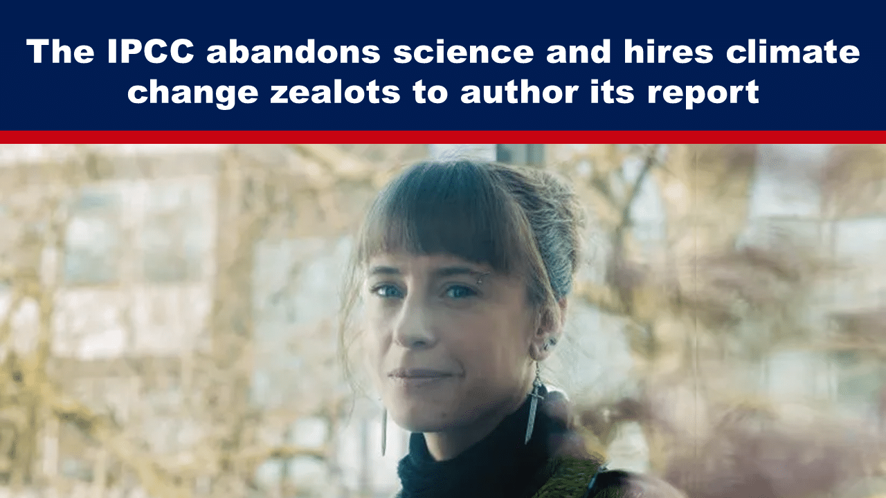 AugFeat27b - The Expose Expose News Person standing outdoors with text overlay: "The IPCC abandons science and hires climate change zealots to author its report." Climate change criticism concept.