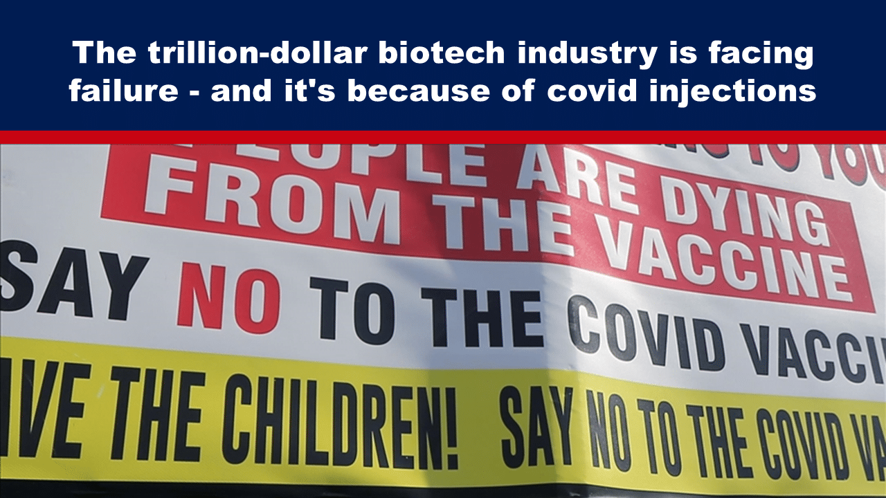 AugFeat29b - The Expose Expose News Protest sign with anti-vaccine messages opposing COVID-19 vaccines, highlighting perceived biotech industry failures.